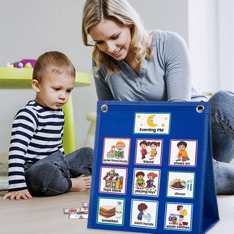 Qivine Children's Calendar, Daily Schedule, Visual Timetable with 70 English