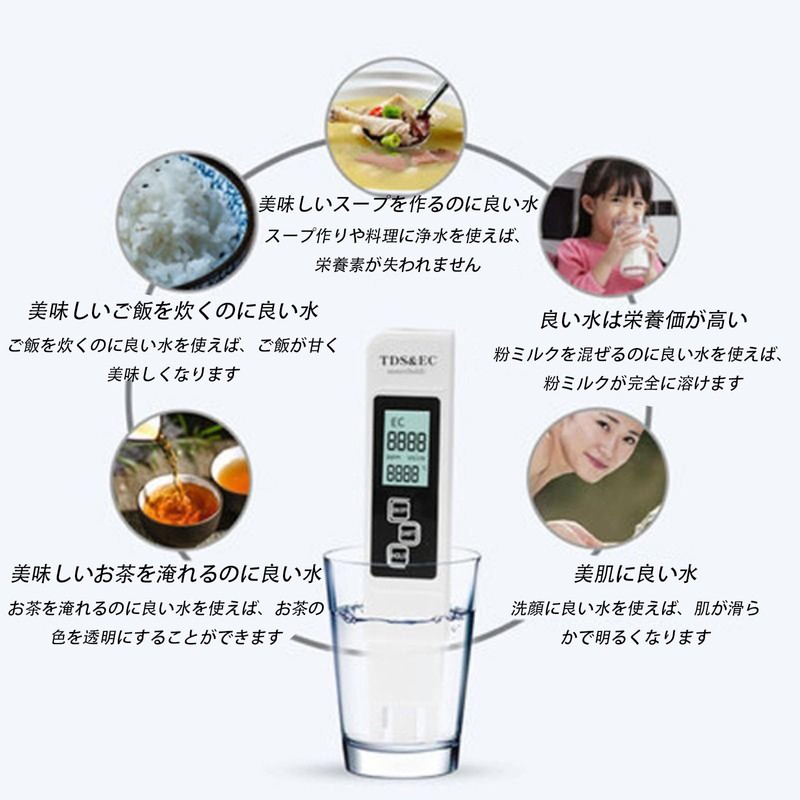 TDS Water Quality Tester Pen, EC Meter, 3-in-1, TDS &