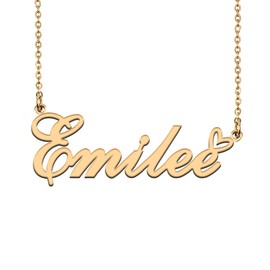 Unique Name Necklace Gold with Heart Customized Jewelry Gifts for Women Emilee