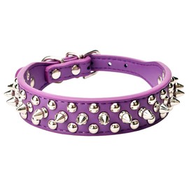 Aolove Mushrooms Spiked Rivet Studded Adjustable Pu Leather Pet Collars for Cats Puppy Dogs