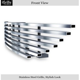 APS Compatible with Ford Mustang 1994-1998 Main Upper Stainless Steel Polished Chrome 8x6 Horizontal Billet Grille Insert S18-S10068F