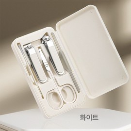 LiveOn Portable Nail Clipper Set 5 Pieces Mini Nail Care Kit Includes Travel Sanitary Case, 1 Set, White / 리브온 휴대용 손톱깎이 세트 5종 미니 네일케어 키트 여행용 위생 케이스 포함, 1세트, 화이트