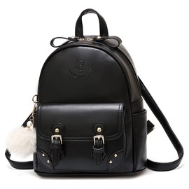 zhongningyifeng Backpack for Women Small Cute PU leather, Mini Rucksack Fashion Travel for Teen Girls (black)