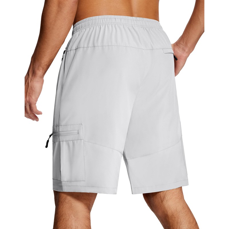 SERAMY Mens Hiking Cargo Shorts 9 Inch with Zipper Pockets