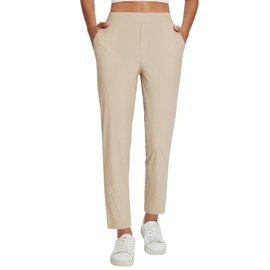 baleaf Womens Khaki Work Pants Lightweight Dressy Golf Pants Stretch with Pockets Petite Travel Ankle Business Casual L
