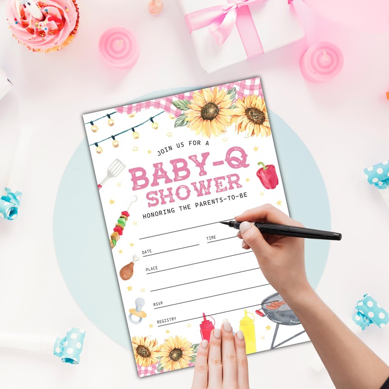 20 Pink Baby-Q Shower Invitations (103)
