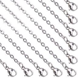 LPBeads 12 Pack Mix Size Stainless Steel Chain Necklace for Jewelry Making