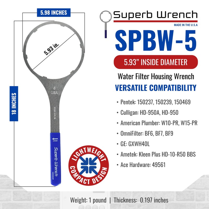 Superb Wrench SPBW-5 Heavy Duty Metal Water Filter Housing Wrench