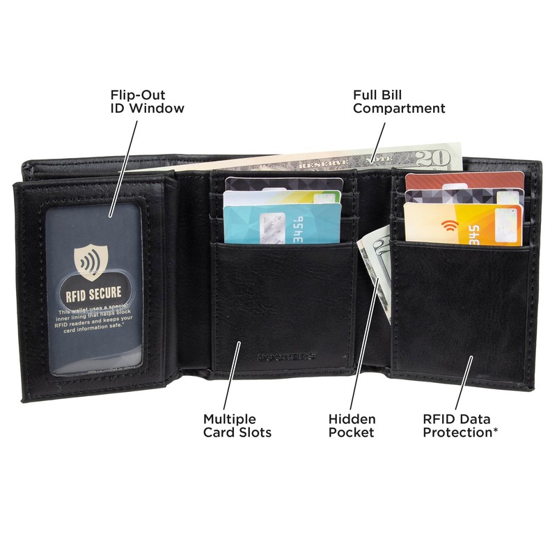 Dockers Men's Rfid Security Blocking Extra Capacity Trifold Wallet Accessory,