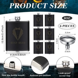 Baderke Groomsman Gifts Set of 6 Flask for Men 8 oz Groomsman Proposal Gifts Stainless Steel Tuxedo Hip Flask Bachelor Party Favors Brown Man Groomsmen Flask for Groomsman Proposal Wedding