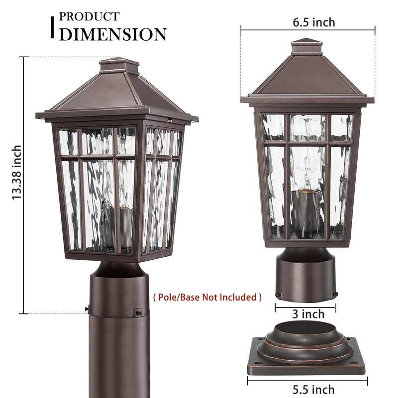Darkaway Outdoor Post Lights Lamp Post Light Fixture, Waterproof Aluminum