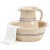 Pottery Heritage Blue Stripe Stoneware Wash Basin and Pitcher Set
