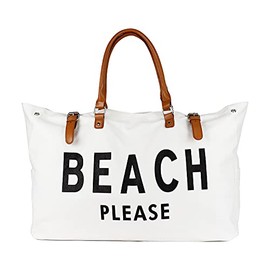 Beach Please Bag with Leather Handle, Extra Large Beach Bag for Women Waterproof