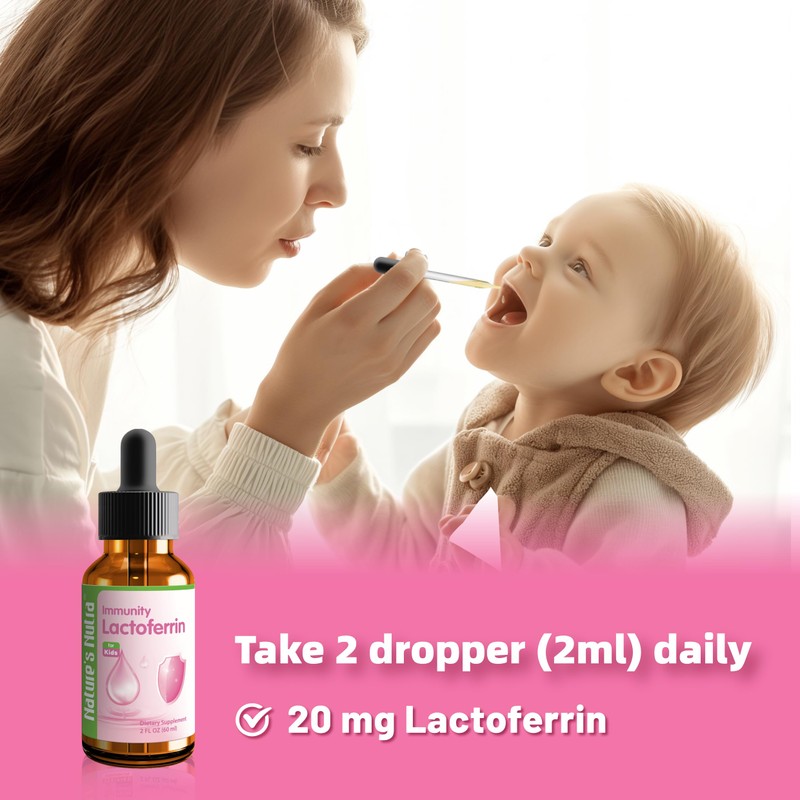 Nature's Nutra Lactoferrin, Premium Liquid Lactoferrin for Baby, Infant, Kids