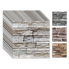 3D Wall Panels Peel and Stick Foam Brick Wallpaper Peel and Stick Faux Stone Wall Panel Self-Adhesive Wallpaper ，11.8 * 11.8 Inch,30PCS