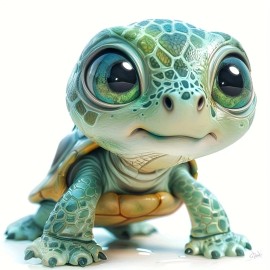 Waterproof PVC Turtle Decal - Cute Cartoon Green Turtle Sticker for Car, - Green