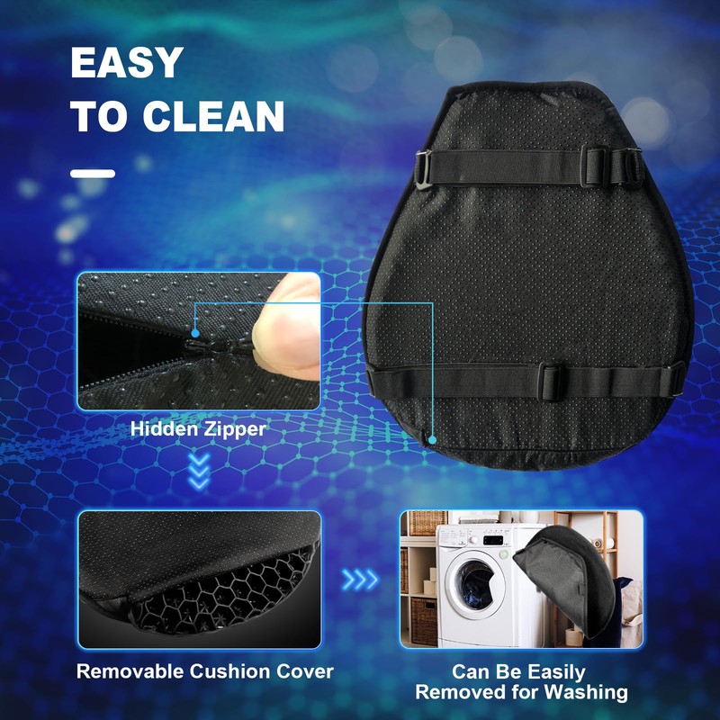 CERITORN Motorcycle Gel Seat Cushion, 3D Honeycomb Shock-Absorbing, Hollow and