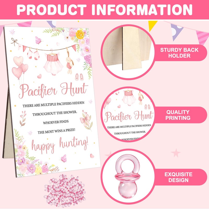 101PCS Dummy Hunt Baby Shower Game Sign Kit for Boys