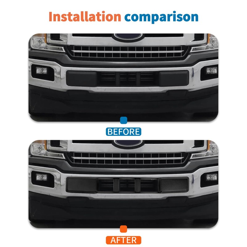JeCar Black Front Bumper Cover Grille Trim Guards for 2018-2020