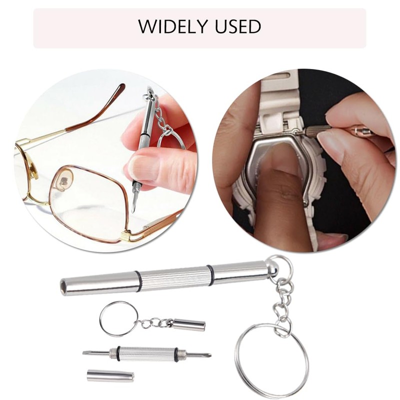 2 Pcs Mini Eyeglass Screwdriver Multifunction Hand Tool 3-in-1 Eyeglass