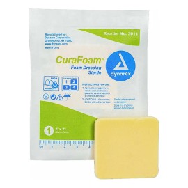 Dynarex Curafoam Apósito De Espuma, 4 X 4,25 Pulgadas / 10 C