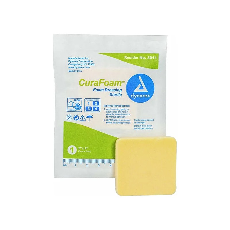 Dynarex Curafoam Apósito De Espuma, 4 X 4,25 Pulgadas /
