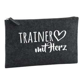 Huuraa Kulturbeutel Trainer mit Herz Geschenk 1 Liter Charcoal Filz Trainer Geschenkidee
