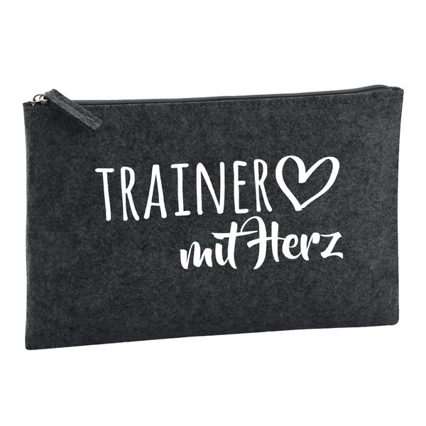 Huuraa Kulturbeutel Trainer mit Herz Geschenk 1 Liter Charcoal Filz