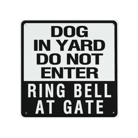 Metal Sign Dog in Yard Do Not Enter Ring Bell at Gate Aluminum Plaque Easy Mounting Indoor or Outdoor Use Home Street Road Wall Decorate 12x12inch