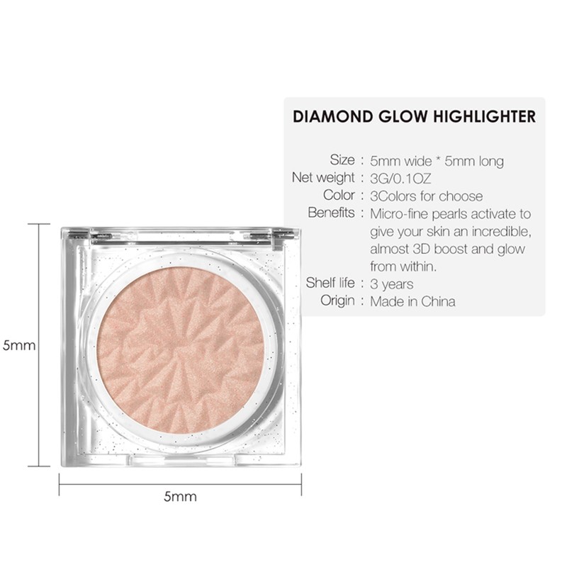 Face Highlighter Glitter Waterproof Sweatproof Long Lasting Shiny Makeup Powder(#3