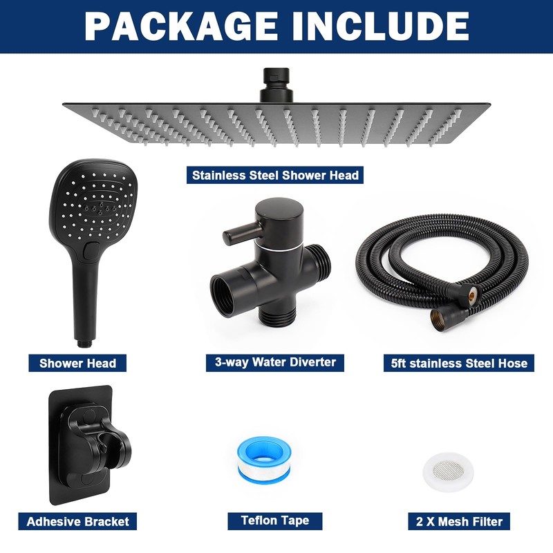 NearMoon Shower Head with Hose, High Pressure Stainless Steel Rain