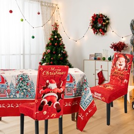 Christmas Tablecloth 60x84 Inch for Rectangle Tables Christmas Decor for Table, Washable Water Resistant Maple Leaf Xmas Table Cloth Cover, Reversible Use Chrismtas Party Decorations for Kitchen Home