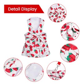hoyuwak Small Dog Dress Red Strawberry Pet Clothes for Girls Bowtie Puppy Summer Princess Dress Dog Cat Outfits with Harness for Birthday Outdoor Party Play