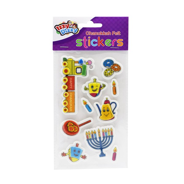 Izzy 'n' Dizzy Hanukkah Felt Stickers - Dreidels, Menorahs, Donuts and More - Chanukah Stationary, Arts and Crafts - Gifts and Games