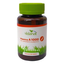 Vitamina A 100 Tabletas De 1000 Mg Vidanat.                                                                                                           