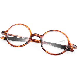 DOOViC Round Reading Glasses Flexible Lightweight Readers Glasses Fashion Design Tortoise for Men & Women +3.00 Strength