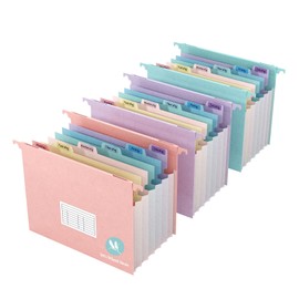 3 Packs Wheat Straw Expanding Hanging File Folders, 7 Accordion Pockets with 1.2'' Expandable File Organizer, Multi-Color Tabs, Letter Size for Filing Cabinet - 3 Packs (Assorted Colors)