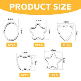 FDGGT Pack of 30 Metal Key Ring DIY Key Ring Materials, Creative Key Ring DIY Decorative Pendants