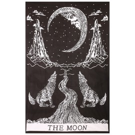 Gokul Handloom Crying Wolf of The Moon Tapestry Wall Hanging Bohemian Bed Sheet Ethnic Wall Art Indian Designer Tapestries