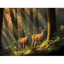 QAZWSX Nature Deer Family Diamond Painting Kits, Deer DIY Diamond Art for Beginner, Full Drill 5D Diamond Dots Kits Embroidery Wall Crafts for Gift 12x16 inch