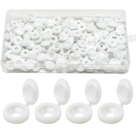100 Pcs Screw Cover Caps, Screw Caps,White Screw Caps,Screw Covers White,0.34 inch Plastic Hinged Screw Covers, Snap on Replacement Screw Decorative Covers for M4 Screws