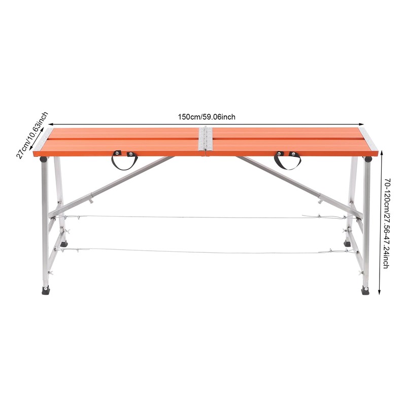 Work Platform 59"x 11" Portable Scaffolding Platform Adjustable Height 27.5"-47.2",