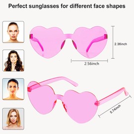 Virtue morals 3 Pair Heart Glasses Heart Shape Sunglasses for Valentine Mardi Gras Summer Women's Party Favor - Pink
