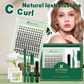 KEYYOU DIY Cluster Lashes Kit Volume Waterproof Long-Lasting Lash Extension Kit D Curl 8-18MIX Eyelash Extensions Cosmetic Makeup dealsforyoudays  back to school:_Lash Kit-Y18