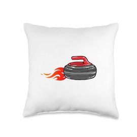 Curling Stone Ice Sport Curling Fire Sweep Throw Pillow
