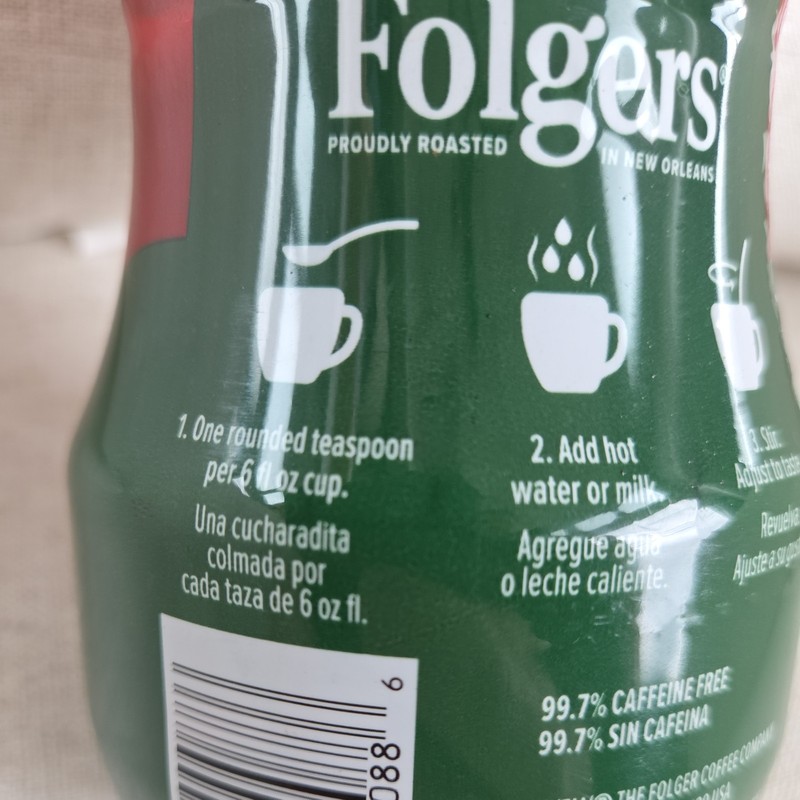 Folgers Classic Roast Decaffeinated Instant Coffee Crystals 8 oz New