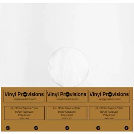 Vinyl Provisions 25 Poly-Lined Inner Record Sleeves (White Paper) For 12" (33 RPM) Vinyl Records