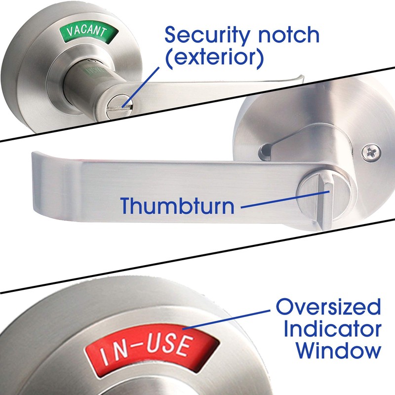 Bathroom Privacy Lever Lock with Large Indicator for Men Women
