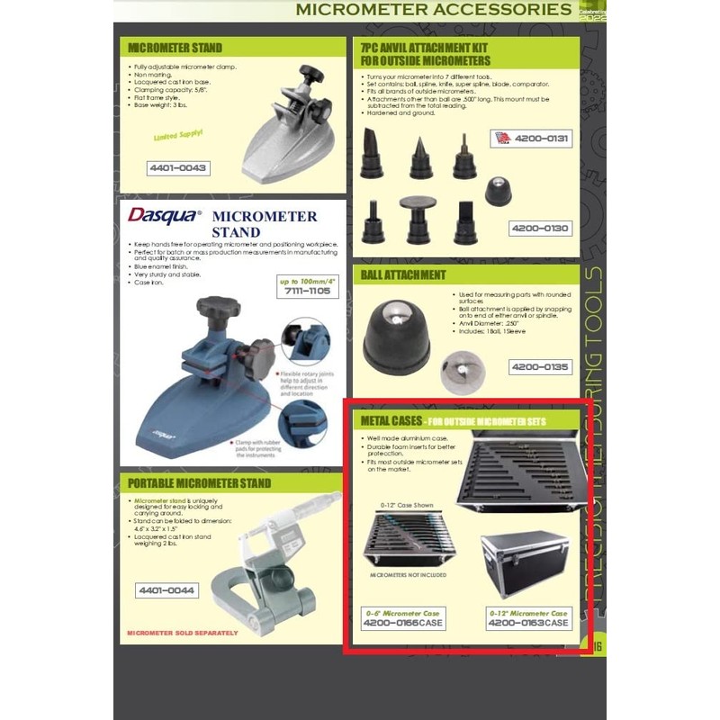 HHIP 4200-0166CASE Aluminum Case for 0-6 Micrometer Set