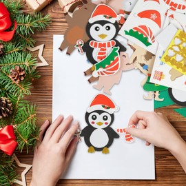 LAMEK 12 Christmas Craft Sets Children Creative Christmas Crafts for Crafts with Design Santa Gingerbread Man Reindeer Elf Snowman Penguin for Christmas Tree Winter New Year